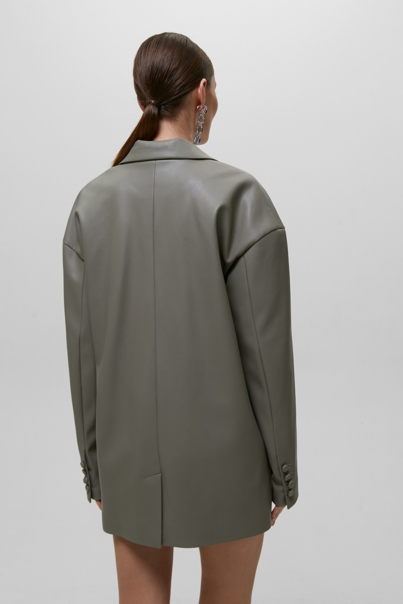 Пиджак объёмный из эко-кожи